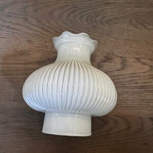 Vintage White Frosted Ribbed Glass Lampshade